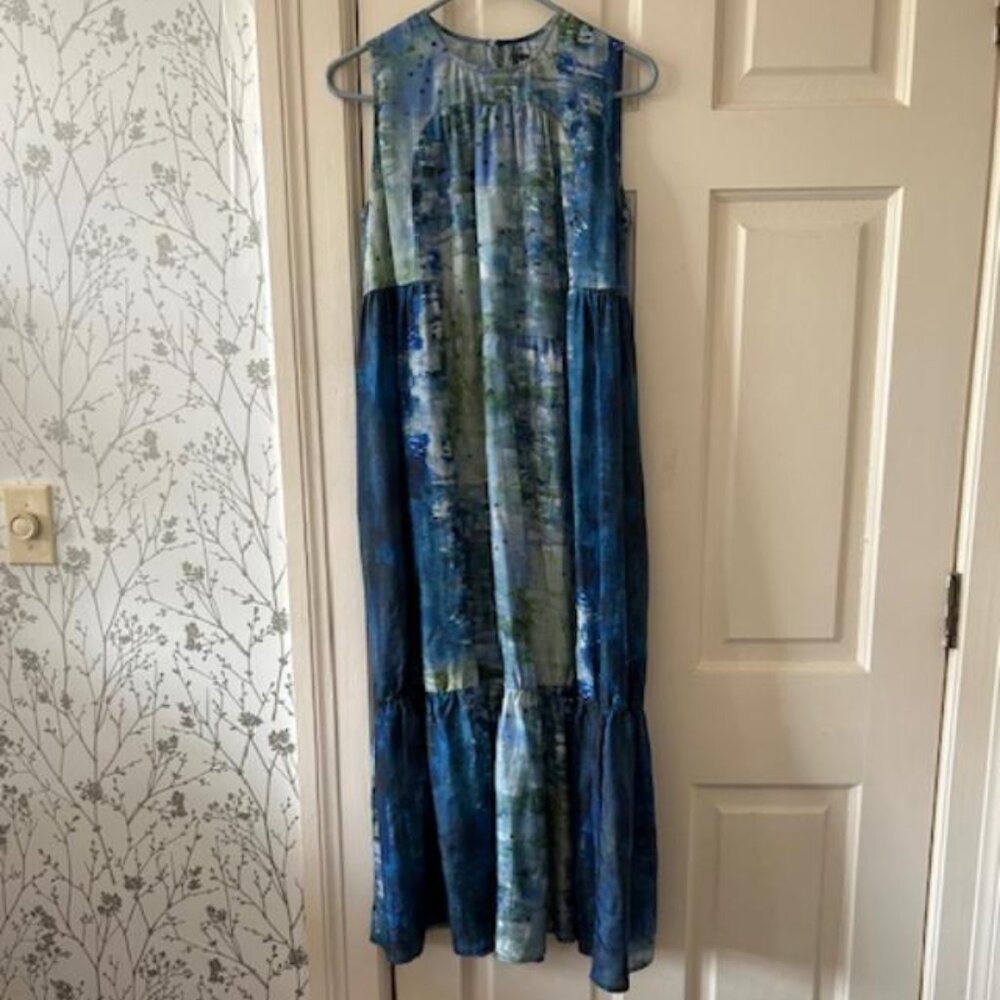 JOHNNY WAS Gimova Shirred Silk Maxi Dress Pete & Greta Collection sz small